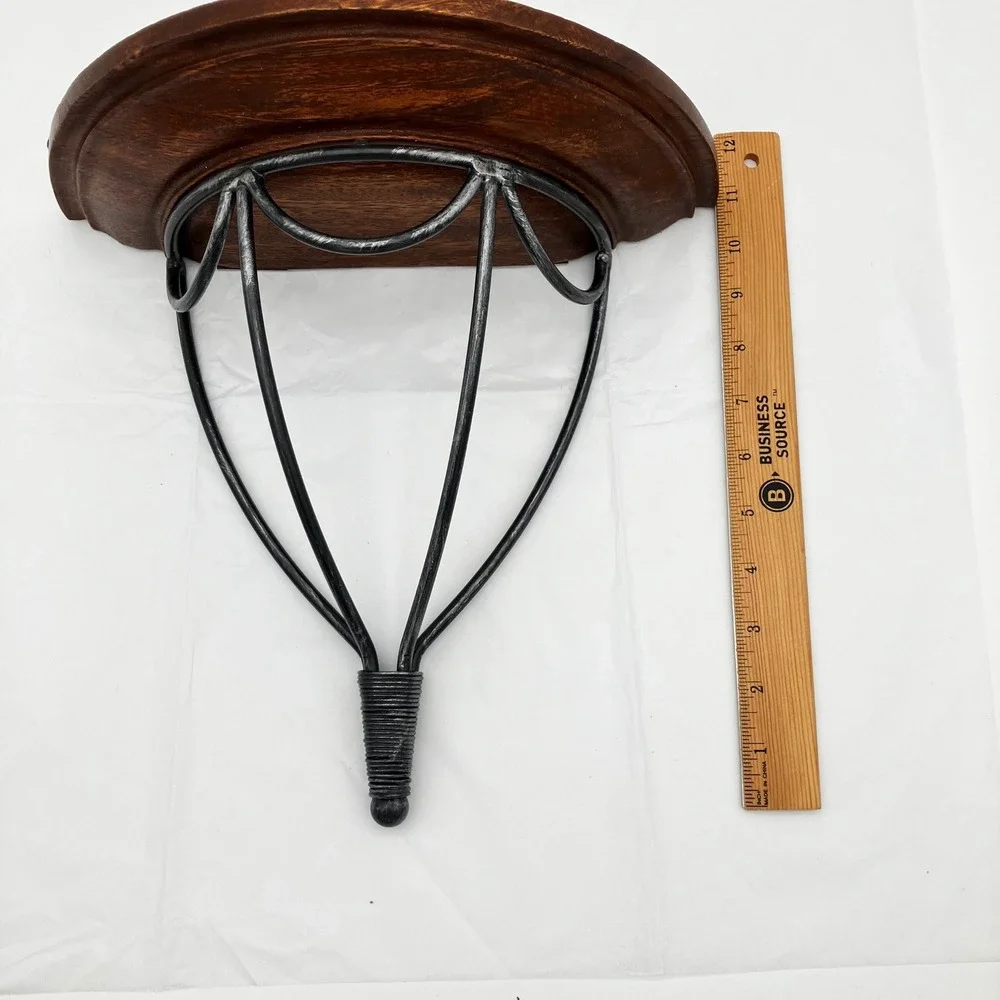 Wall Shelf Floating Wood Metal 11x12 Brown Black Rustic Scroll Decor Unbranded